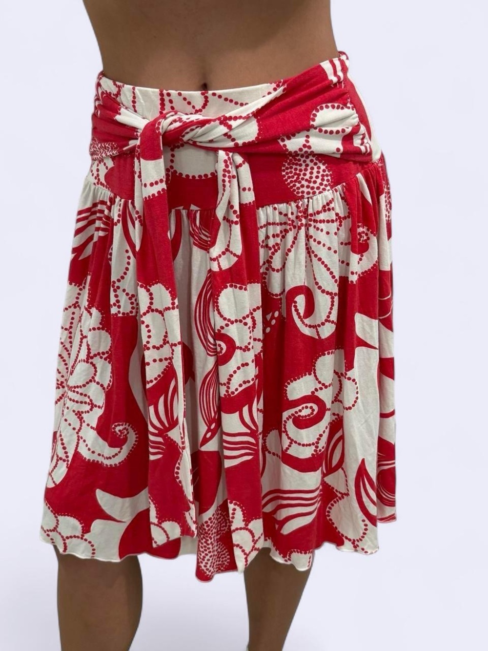 Vintage Bebe red and white midi skirt